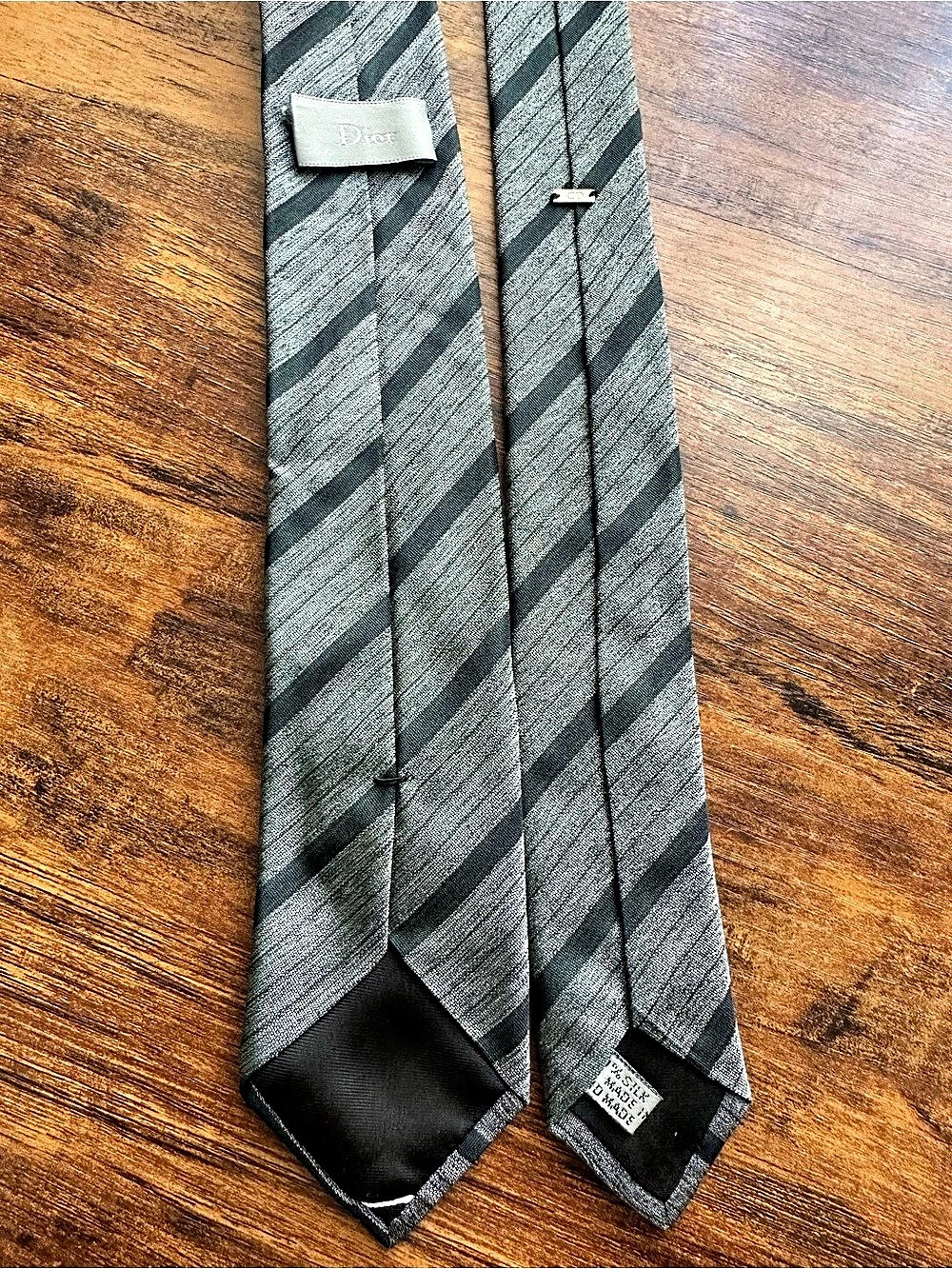 Dior Striped Tie Gray & Black